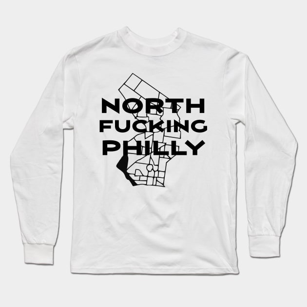 North F****** Philly Map Long Sleeve T-Shirt by Philly Tees